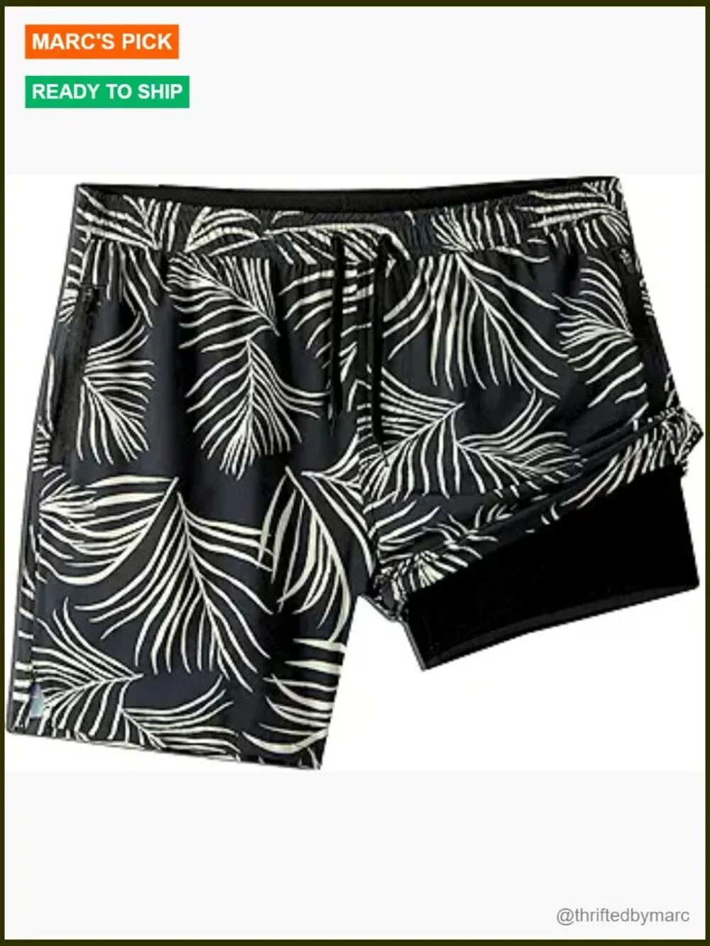 Men's 7-Inch Swim Trunks with Liner, Quick Dry Polyester Spandex